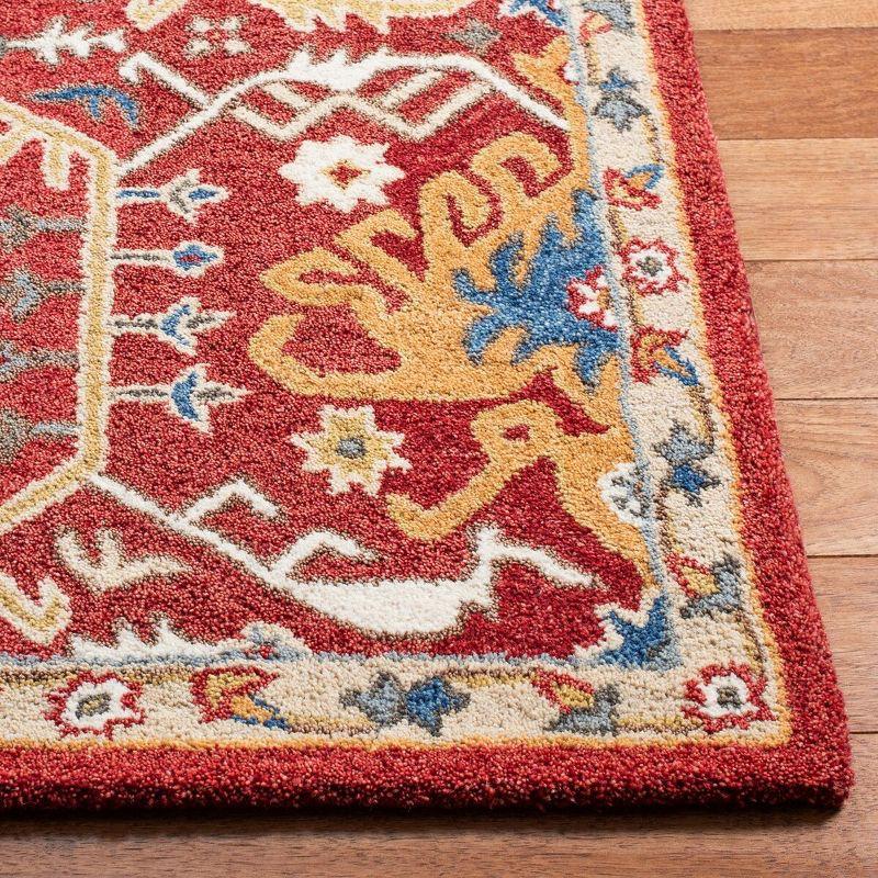 Red and Yellow Hand-Tufted Wool Runner Rug