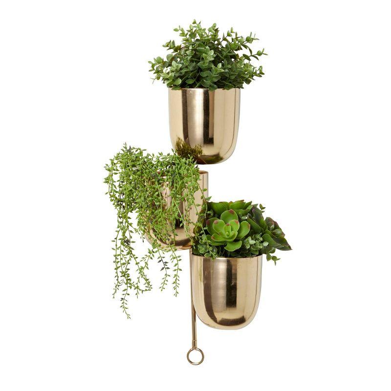 Set of 3 12" Contemporary Indoor/Outdoor Metal Hanging Wall Planter Rack - Olivia & May