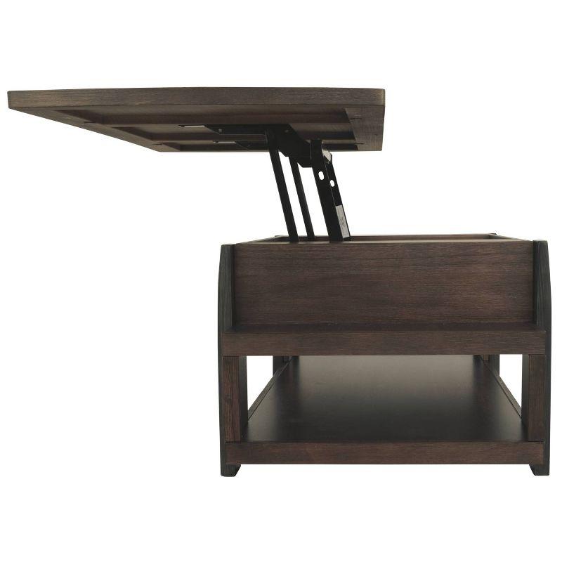 Vailbry Lift Top Cocktail Table Brown - Signature Design by Ashley: UPC 024052498875, Open Shelf, Faux Metal Legs