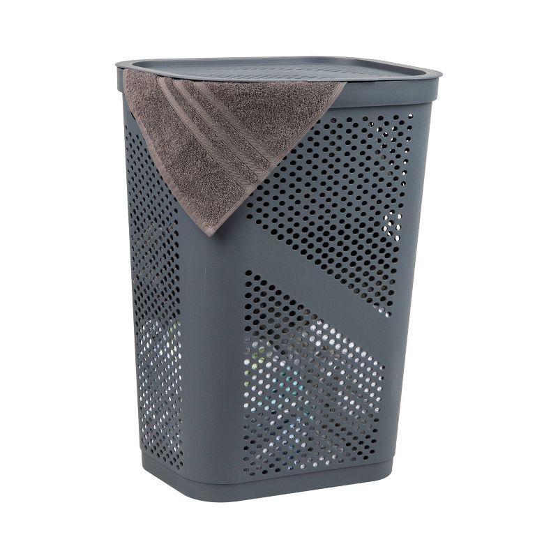 Mind Reader Mind Reader 40L Slim Laundry Hamper, Clothes Basket, Lid, Wicker Design, Plastic