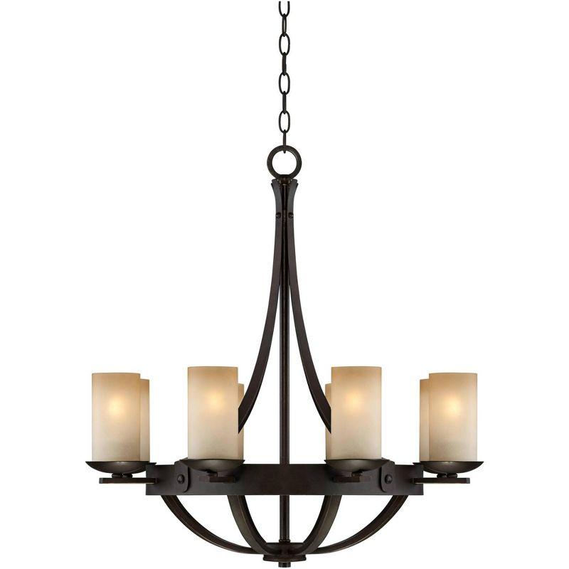 Industrial Bronze 8-Light Chandelier with Scavo Glass Shades