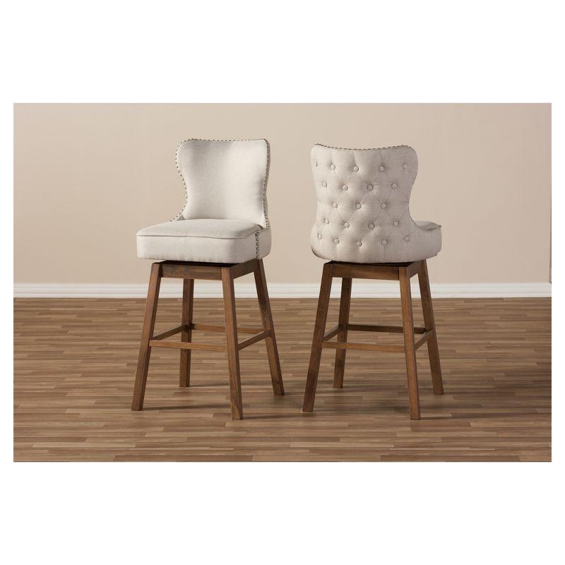 Gradisca Modern And Contemporary Wood Finishing Upholstered Barstools Set Of 2 - Baxton Studio