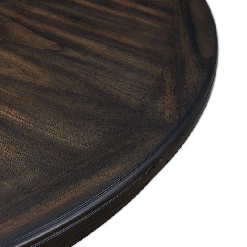 Transitional Walnut Round Wood Dining Table with Storage Shelf