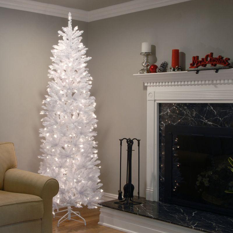 Prelit Slim White Kingswood Fir Artificial Christmas Tree Clear Lights - National Tree Company