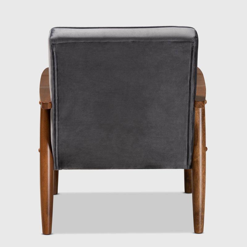 Sorrento Velvet Upholstered Wooden Lounge Chair - Baxton Studio