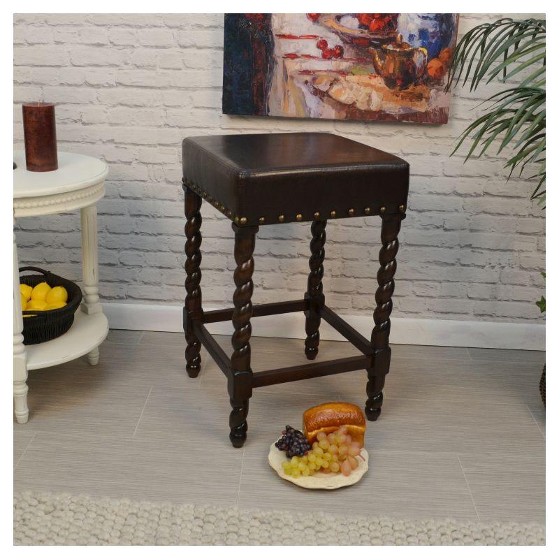 Carolina Living 24" Cadmus Counter Height Barstool Espresso and Table: Upholstered Vinyl, MDF Legs, Foam Fill