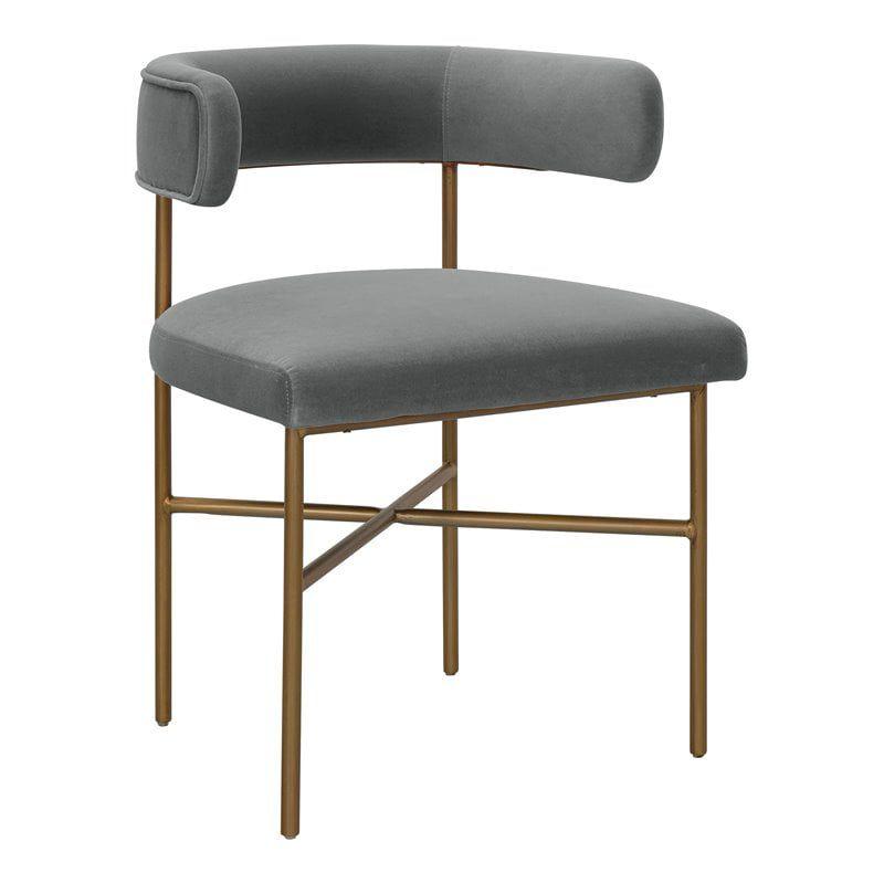 TOV Furniture Kim 19.7" Transitional Velvet Dining Chair in Dark Gray/Gold