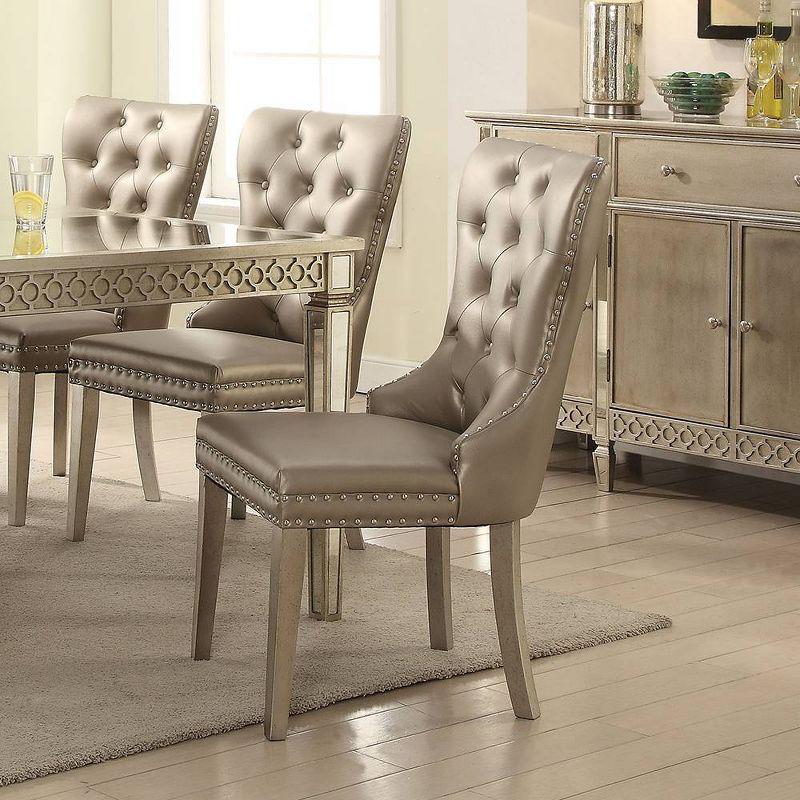 Wildon Home® Kacela Champagne Synthetic Leather & Champagne Finish Side Chair (Set Of 2)