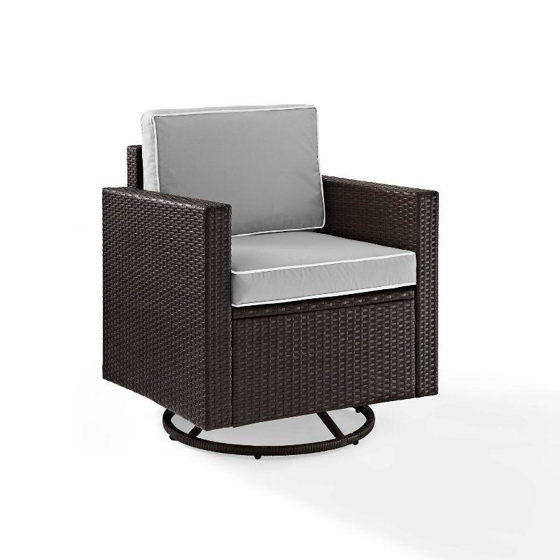 Palm Harbor Modern Outdoor Wicker Swivel Rocker Chair with Gray Cushions