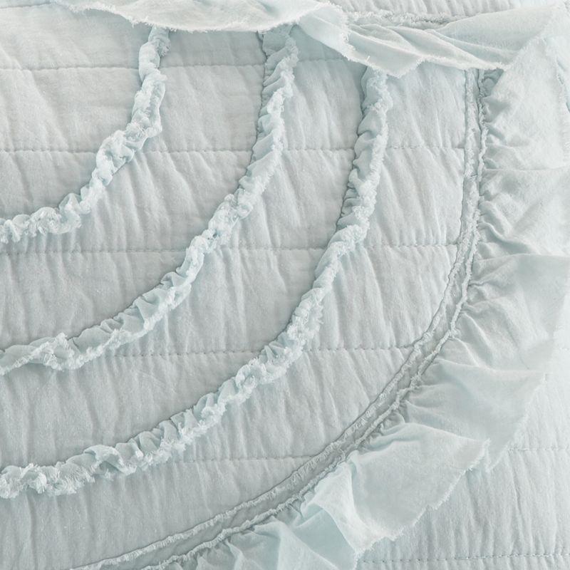 Allie Spa King Cotton Quilt Set with Reversible Light Blue Design