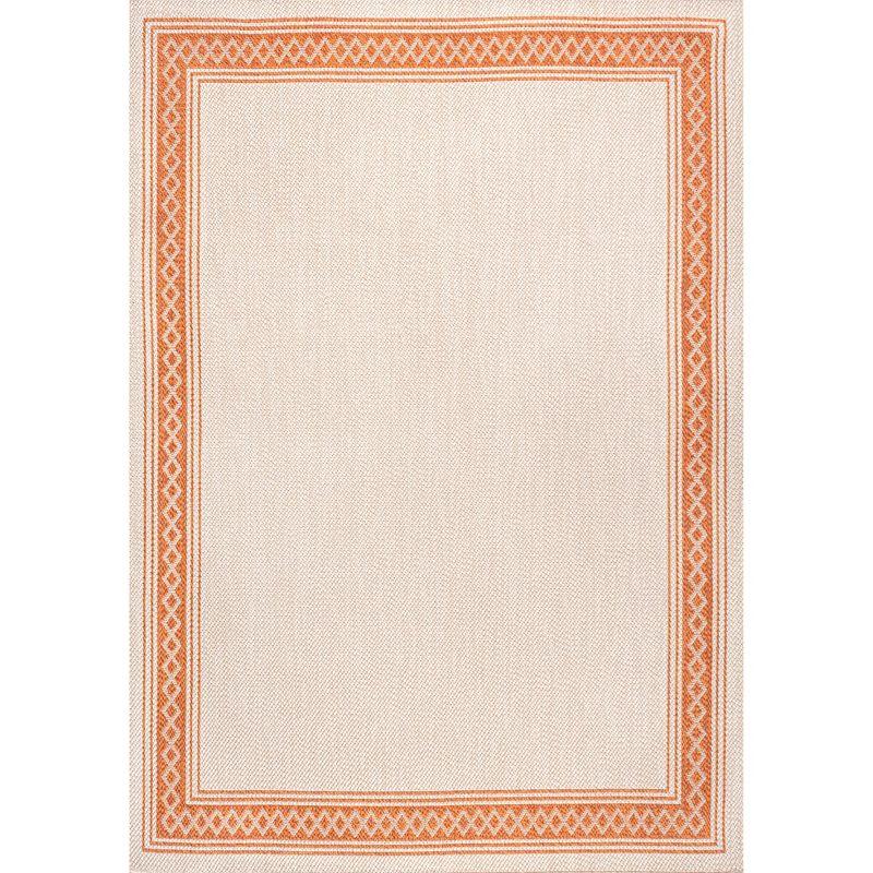 3' x 5' Lucia Classic Diamond Border Indoor/Outdoor Area Rug, Cream/Orange - JONATHAN Y