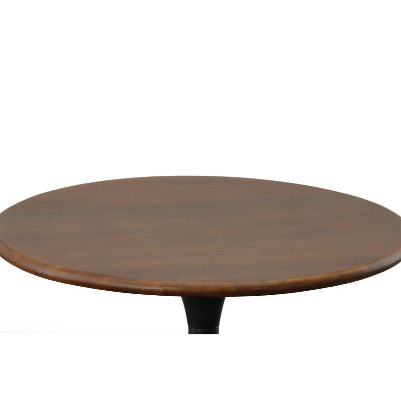 Carolina Living 30" Somerset Wood Top Round Dining Table Black: Mango Wood, Pedestal Base