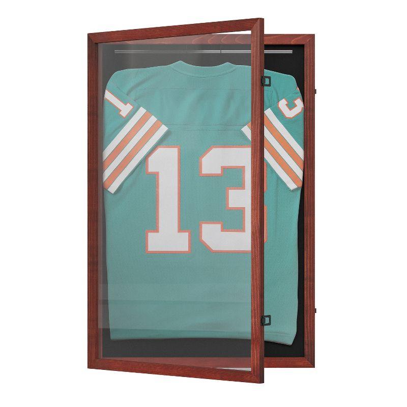 Mahogany Lockable Wall Mounted Jersey Display Case with Acrylic Window