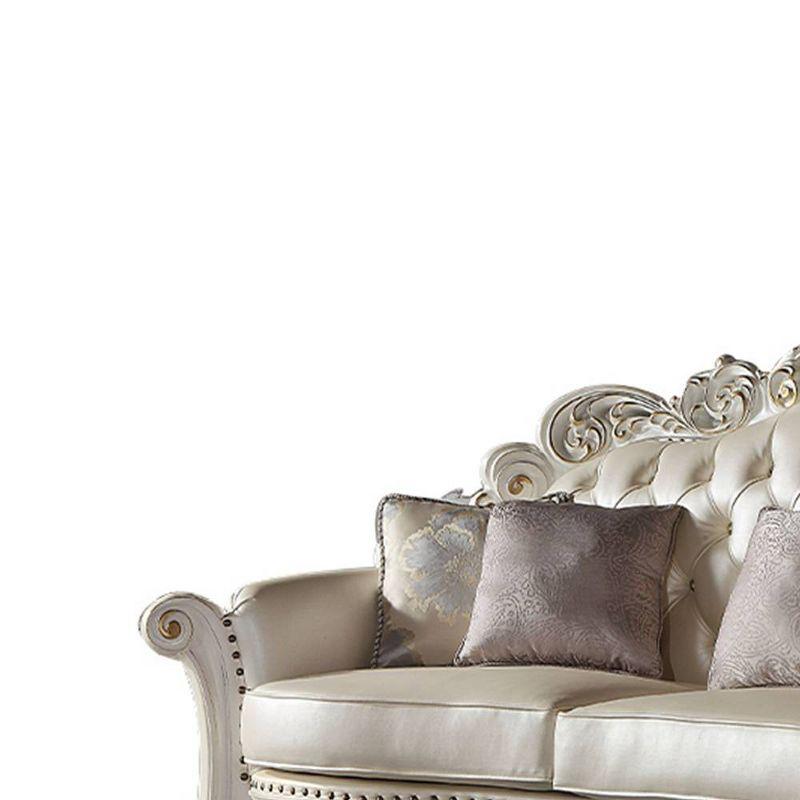 113" Vendome Sofa Champagne Synthetic Leather and Antique Pearl Finish - Acme Furniture