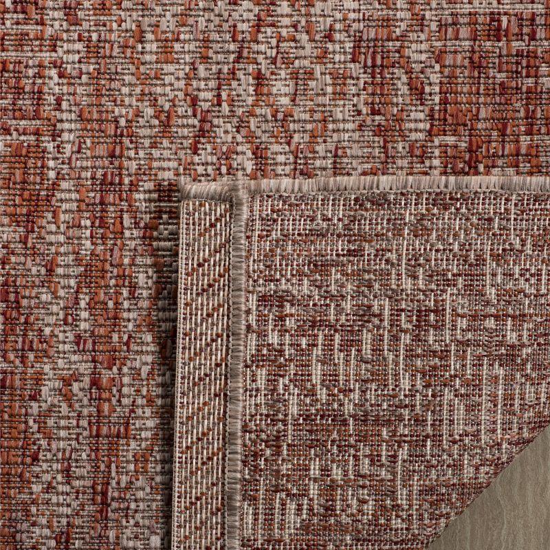 Courtyard CY8736 UV & Stain Resistant Non-Shedding Power Loomed Indoor/Outdoor Accent Rug - Light Beige/Terracotta - 4'x5'7" - Safavieh