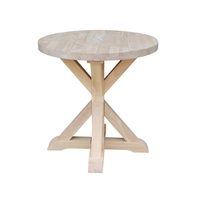 Sierra Round End Table Unfinished - International Concepts: Solid Wood, Parawood, 26" Height