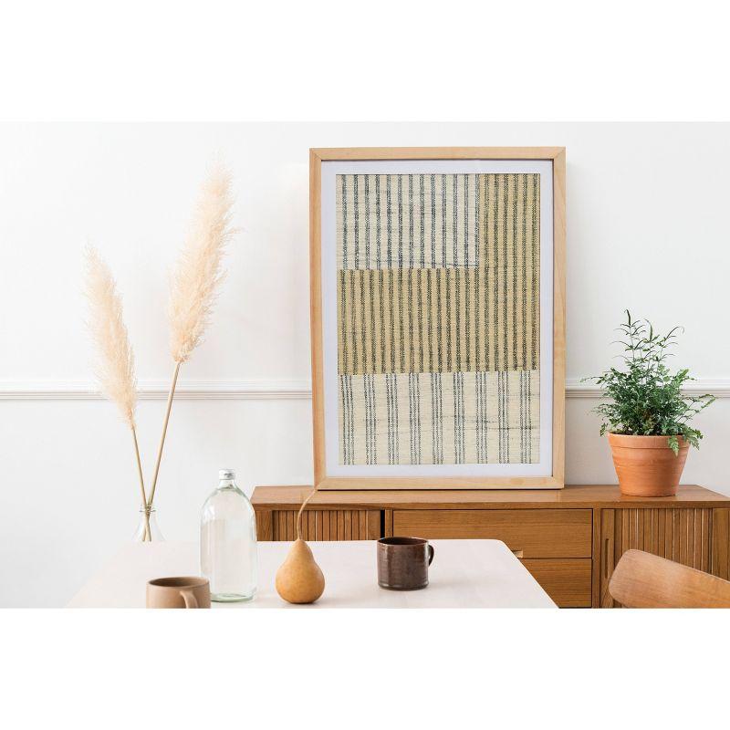 Handwoven Cotton Wall Art with Natural Wood Frame and Plastic Cover