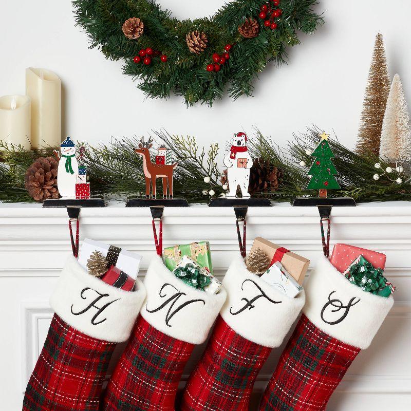 Festive Metal Holiday Character Stocking Holders Set of 4