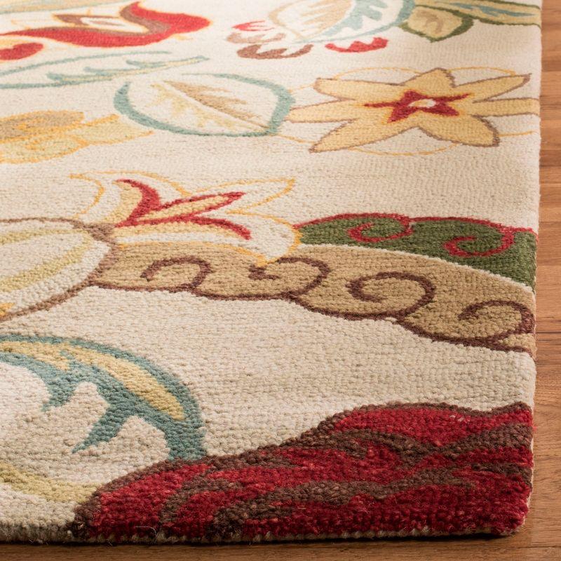 Handmade Red Floral Wool Tufted Area Rug