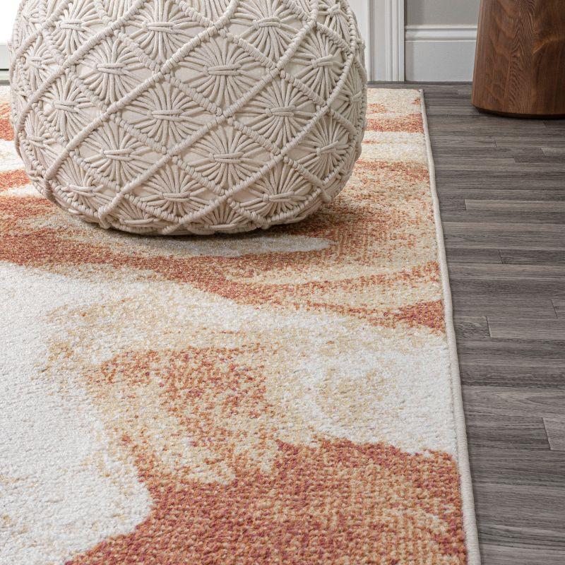 Petalo Abstract Orange and Cream Synthetic Area Rug