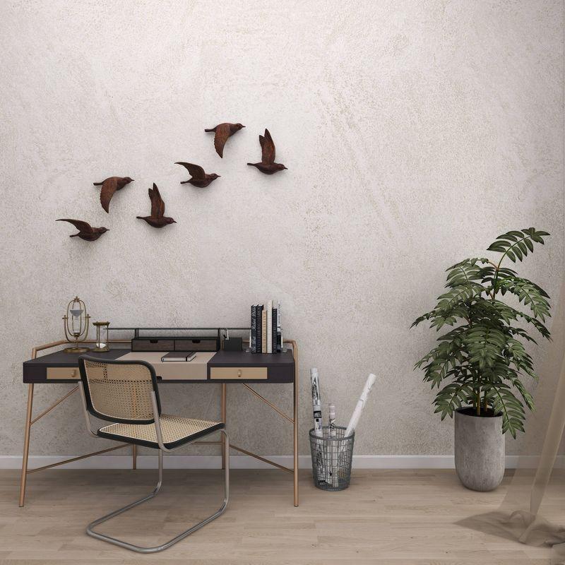 Polystone Bird Metallic 3D Sculpted Wall Decor Set of 3 Brown - Olivia & May: Ready to Hang, Coastal Style Decorative Sculptures