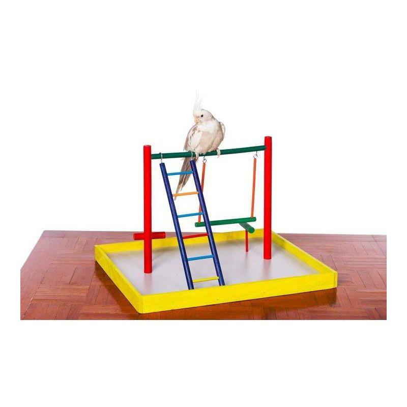 Colorful Hardwood Cockatiel Playground with Laminated Base