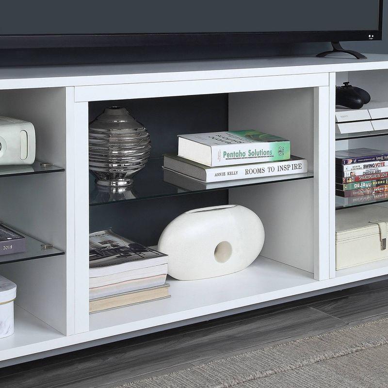 Brighton TV Stand for TVs up to 56" White - Manhattan Comfort: Modern Media Console with Open Glass Shelves & Cable Management