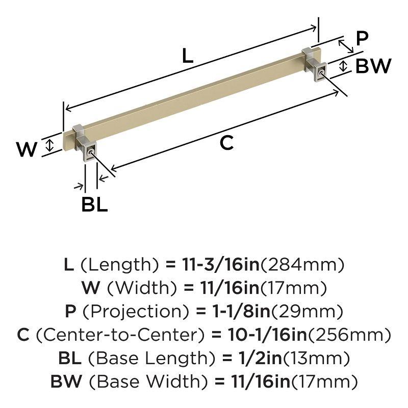 Amerock Overton 10-1/16 inch (256mm) Center-to-Center Golden Champagne/Satin Nickel Cabinet Pull