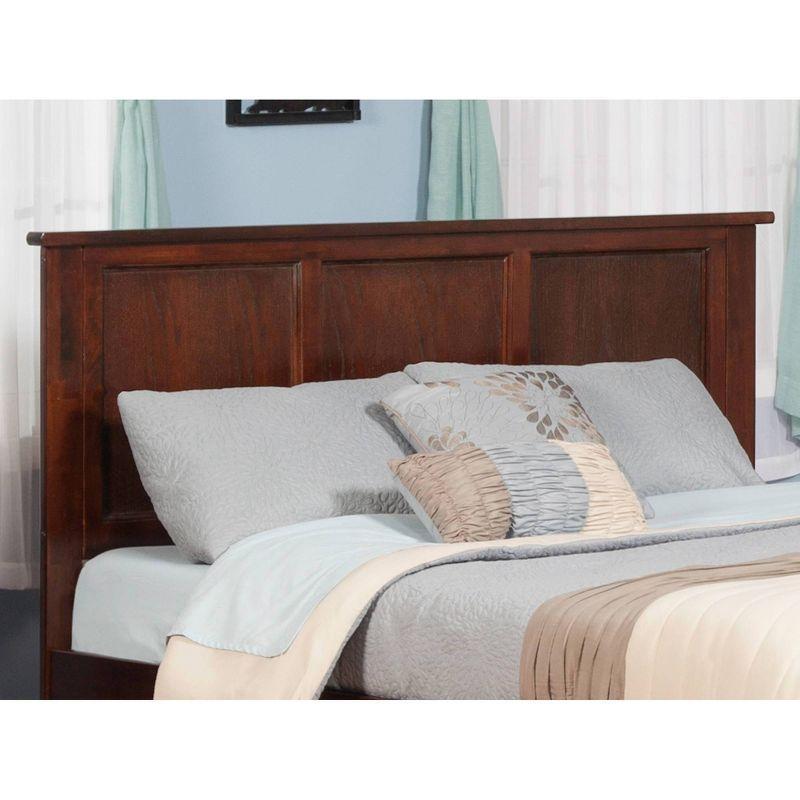 King Walnut Wood and Metal Panel Headboard