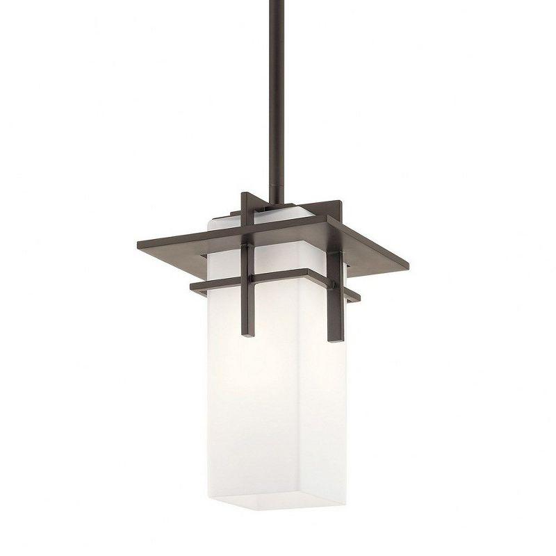 Caterham 10" 1 Light Outdoor Pendant with Satin Etched Cased Opal Glass in Olde Bronze®