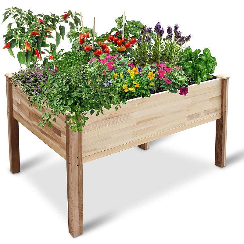 Jumbl 48" Cedar Wood Elevated Garden Bed Planter Box