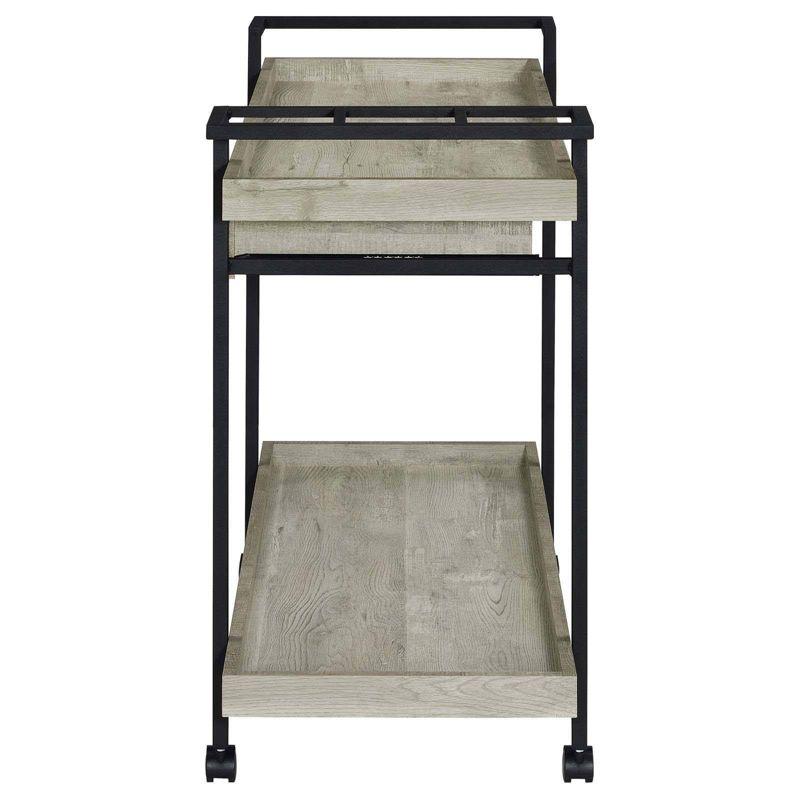 Coaster Ventura Coastal 2 Tier Wood Bar Cart with Storage Drawer Gray Driftwood