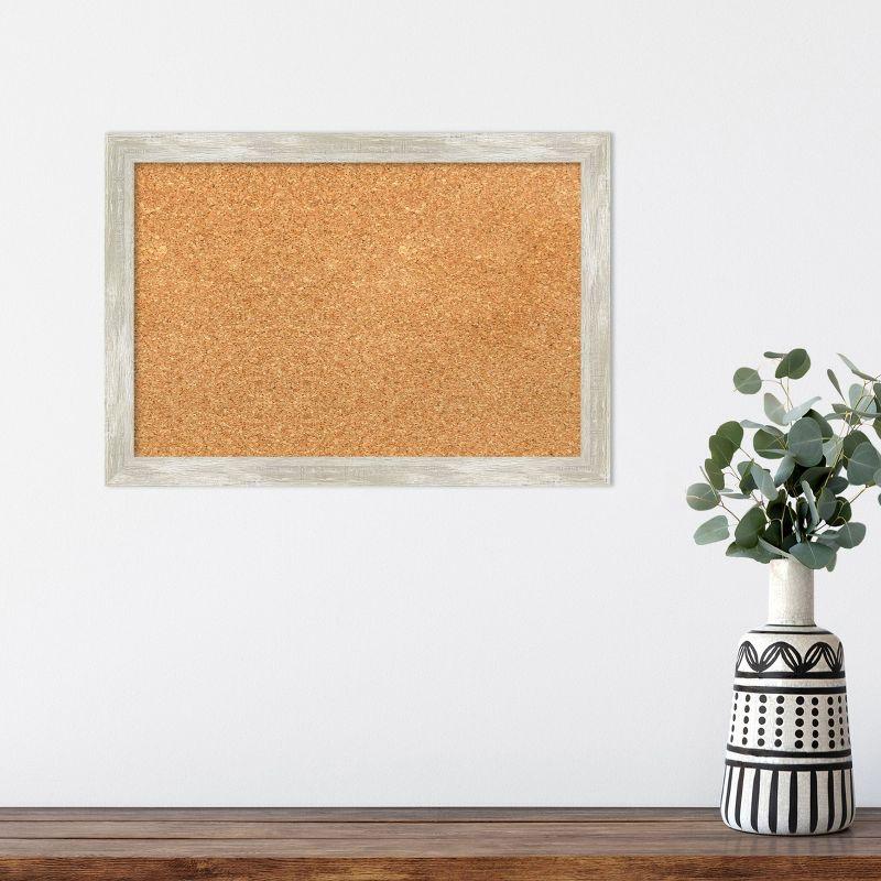 Amanti Art Natural Cork Board Framed Crackled Metallic Narrow Bulletin Board 20 in. x 14 in.