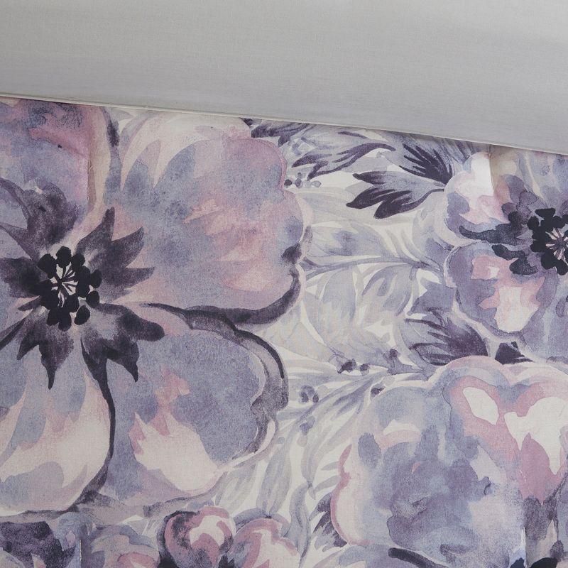 Purple Floral Cotton Queen 7-Piece Comforter Set