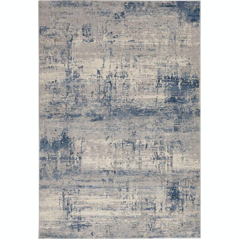Nourison Rustic Textures Abstract Indoor Area Rug Ivory Blue 5'3" x 7'3"