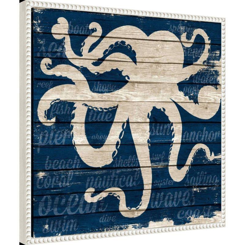 22"x22" Coastal Wonder I Octopus by Gina Ritter Framed Canvas Wall Art Print White - Amanti Art