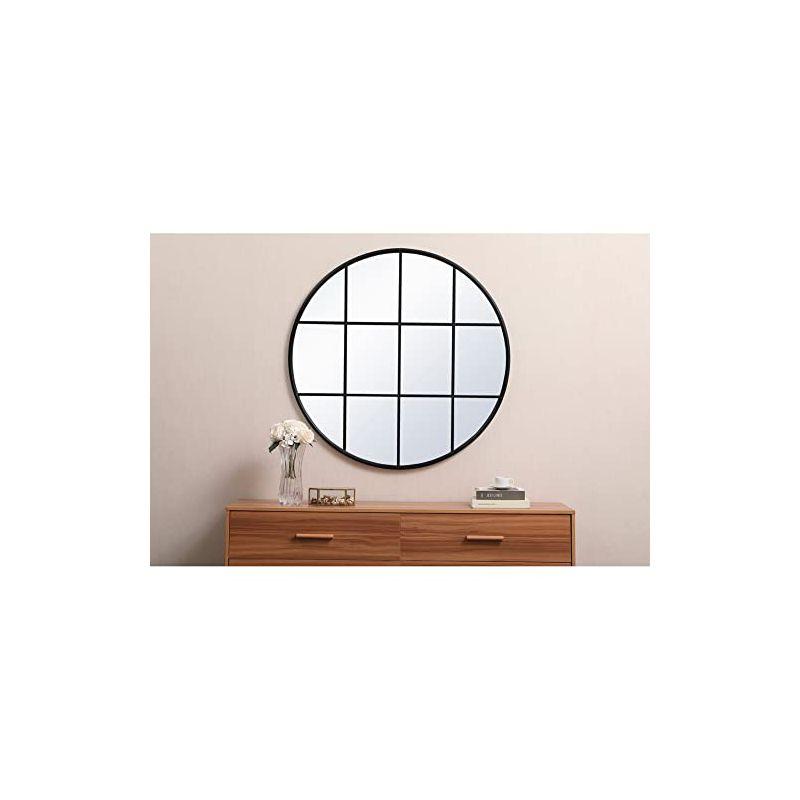 Elegant Lighting Metal windowpane mirror 42 inch in x 42 inch in Black