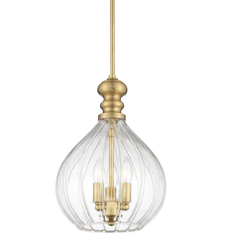 Soft Gold Mini Pendant Chandelier with Clear Glass Shade