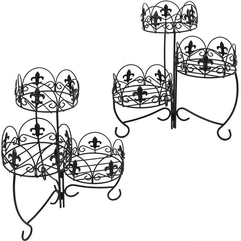 Sunnydaze Black Iron 3-Tier French Lily Plant Stand Set