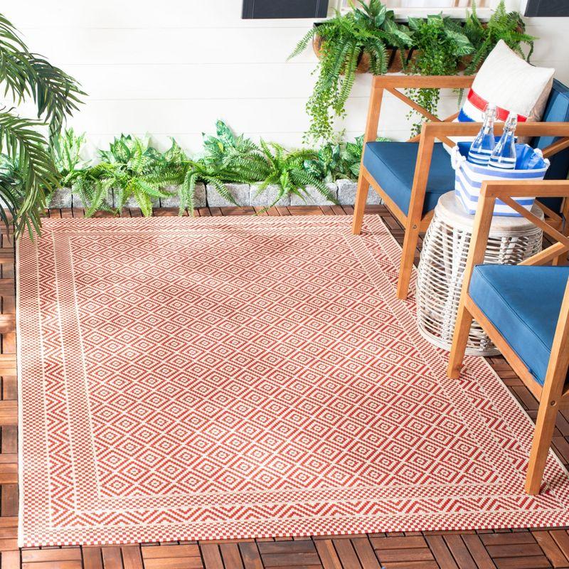 Red Rectangular Synthetic Non-slip Indoor/Outdoor Area Rug