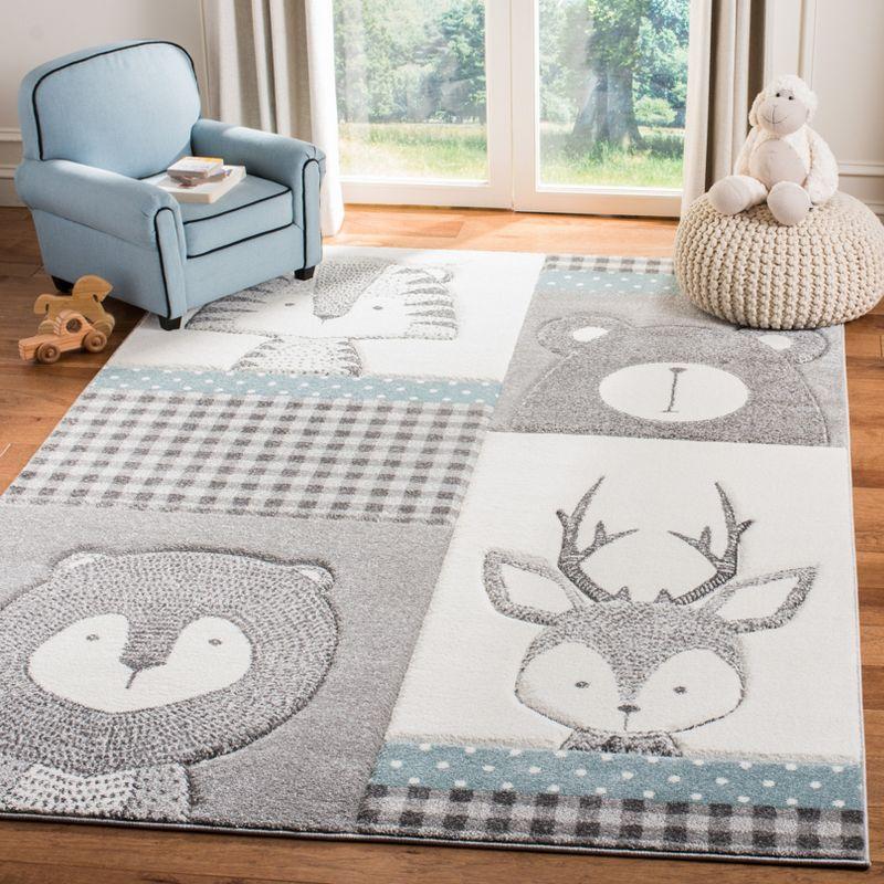 Alphonse Grey/Ivory Synthetic Rectangular Kids Rug - 3'3" x 5'3"