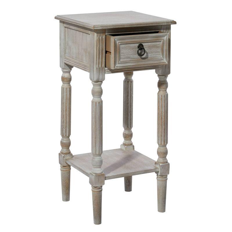 Rustic Country Wood Accent Table - Olivia & May: French Style, Tall End Table for Living Room with Drawer