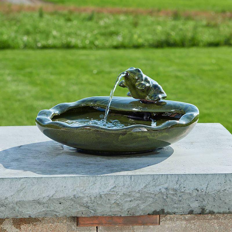 Smart Solar 7" Ceramic Frog Solar Spitter Fountain