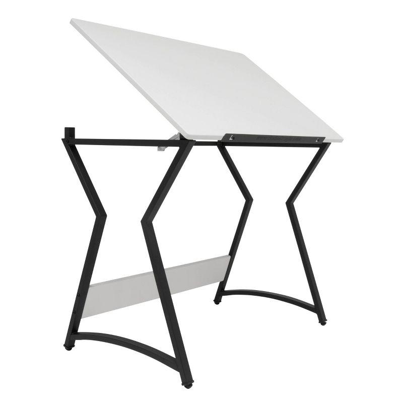 36" Wide Hourglass Craft Drawing Table with Angle Adjustable Top - Studio Designs Home: Powder-Coated Steel, Wood Surface