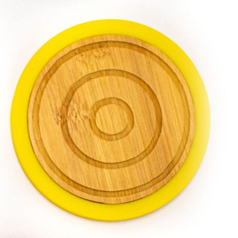 Eco-Friendly Bamboo and Colorful Silicone 6-Piece Coaster Set