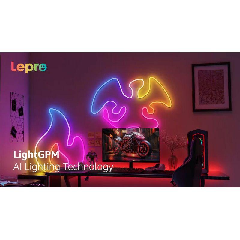 Lepro Lepro N1 AI Smart RGB Rope Lights, LLM AI Generated Lighting, LightBeats Music Sync, Color Segment DIY, Voice Control Via App, Wi-Fi & Bluetooth LED Strip Lights (Set of 6)