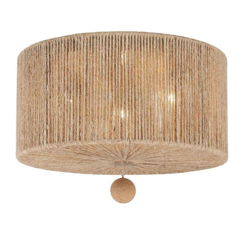 Jessa Burnished Silver 3-Light Jute Drum Ceiling Mount