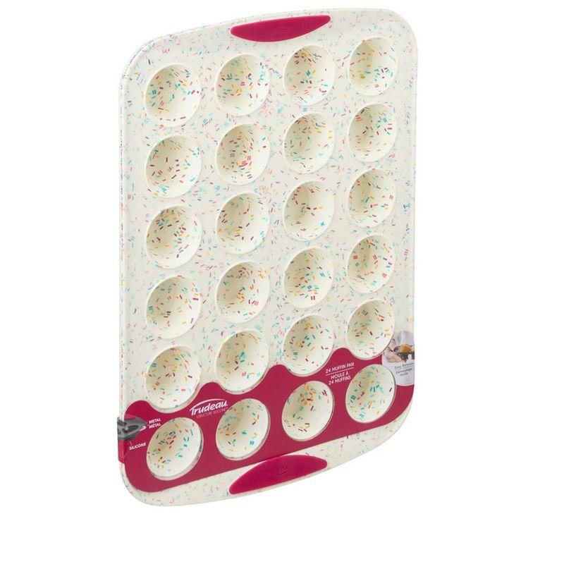 Confetti Silicone 24-Cavity Mini Muffin Pan with Pink Handles