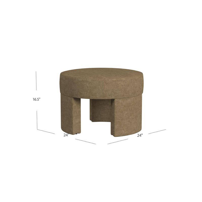 Sophia Ottoman Mocha - HomePop: Velvet Upholstered, Footrest, Round Bench, No Assembly Required