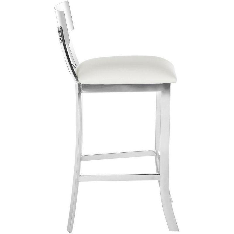 Zoey 35" White Leather Stainless Steel Cross Back Counter Stool